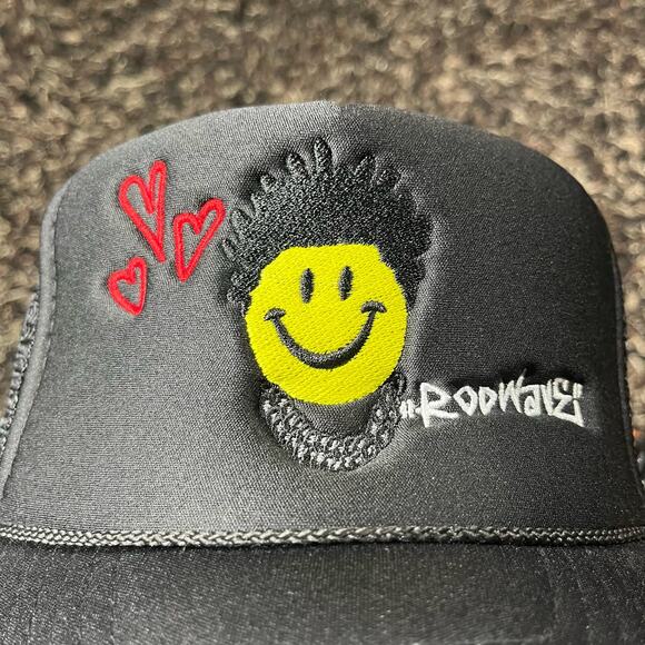 Rod Wave Smiley Face "Love 4 My Fans" Trucker Hat Summer Black SnapBack New - Picture 2 of 9